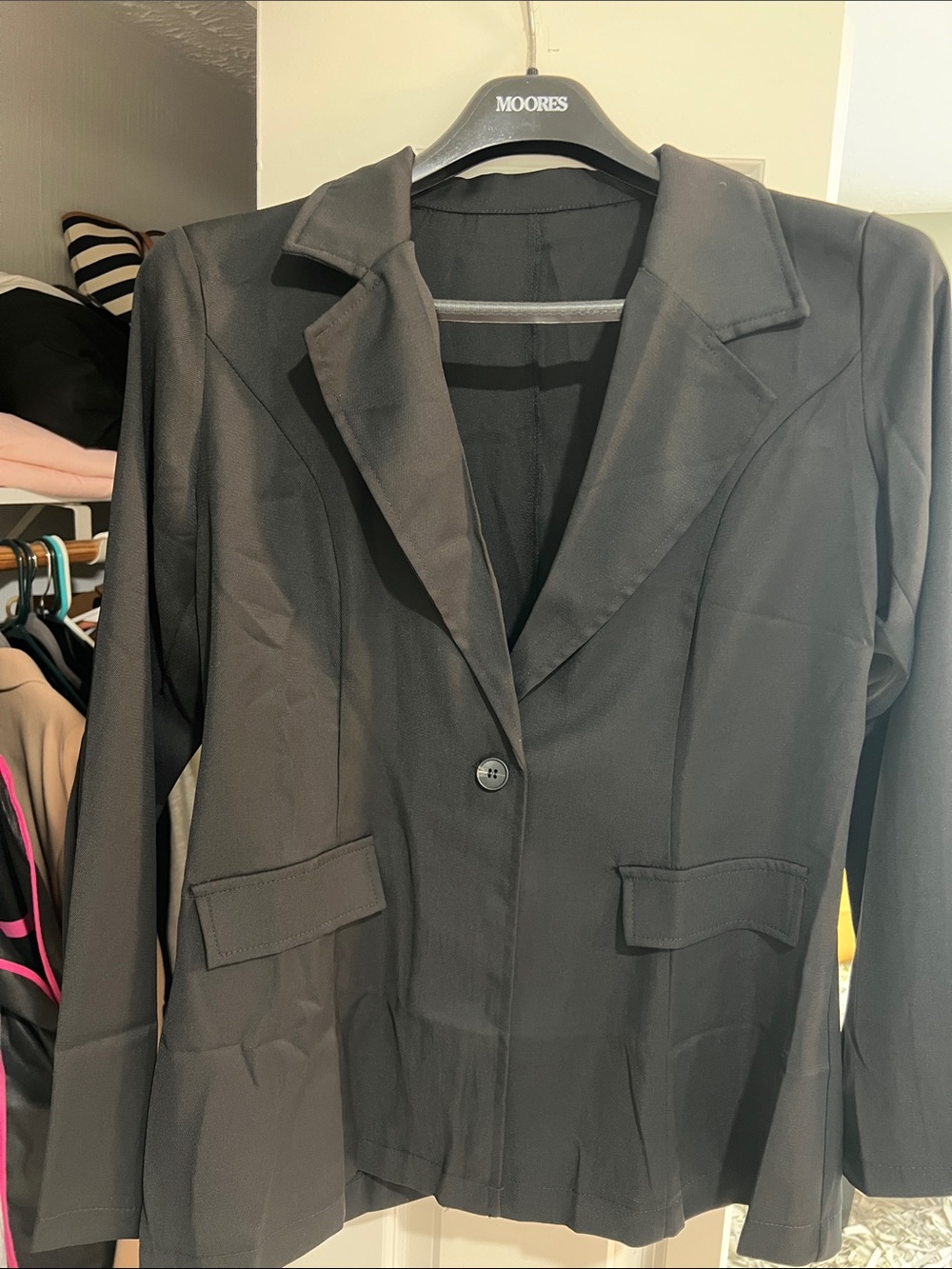 Black Women's Single-Button Suit Jacket